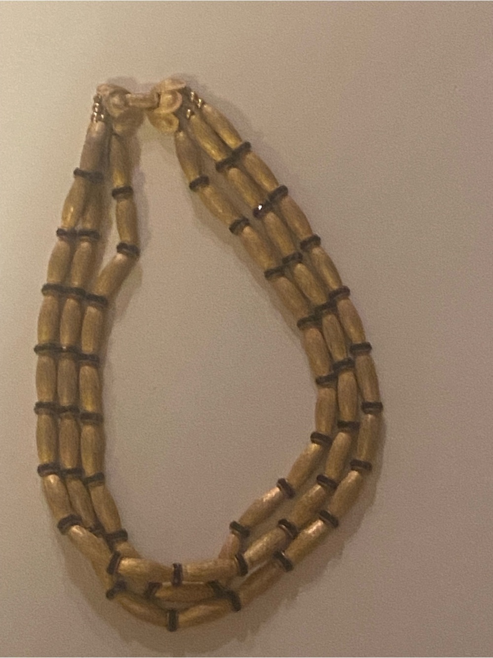 Unlisted Gold Three-Strand Tube Bead Necklace